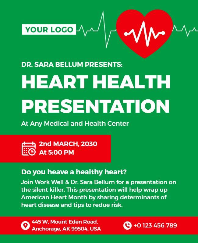 Heart Health Awareness Presentation Flyer Template