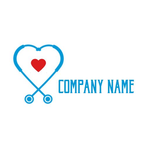 Heart Shape with Blue Stethoscopes in Healthcare Logo Template