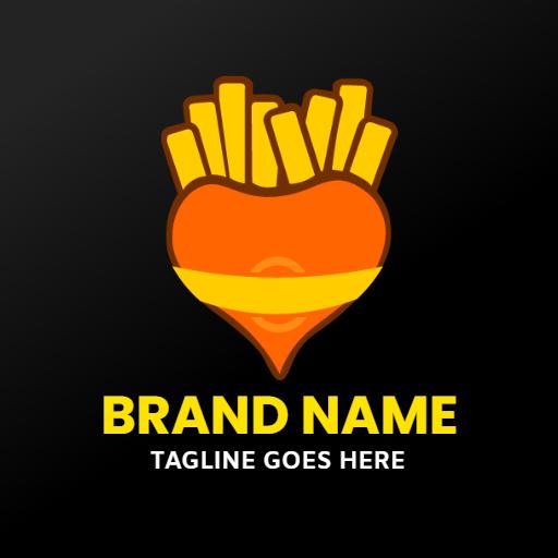 Heart-Shaped Icon with Delicious French Fries Logo Template