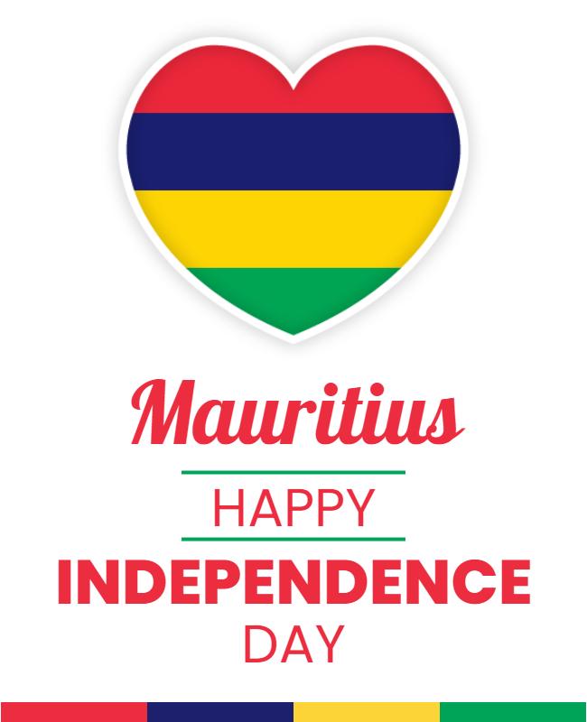 Heart-Shaped Mauritius Independence Day Celebration Poster Template