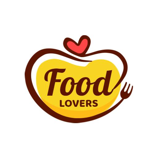 Heart-Shaped Yellow Food Lovers Logo Celebrating Culinary Passion Logo Template