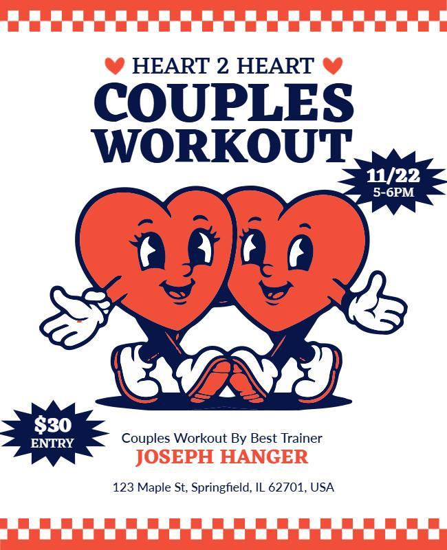 Heart to Heart Couples Workout Flyer Template