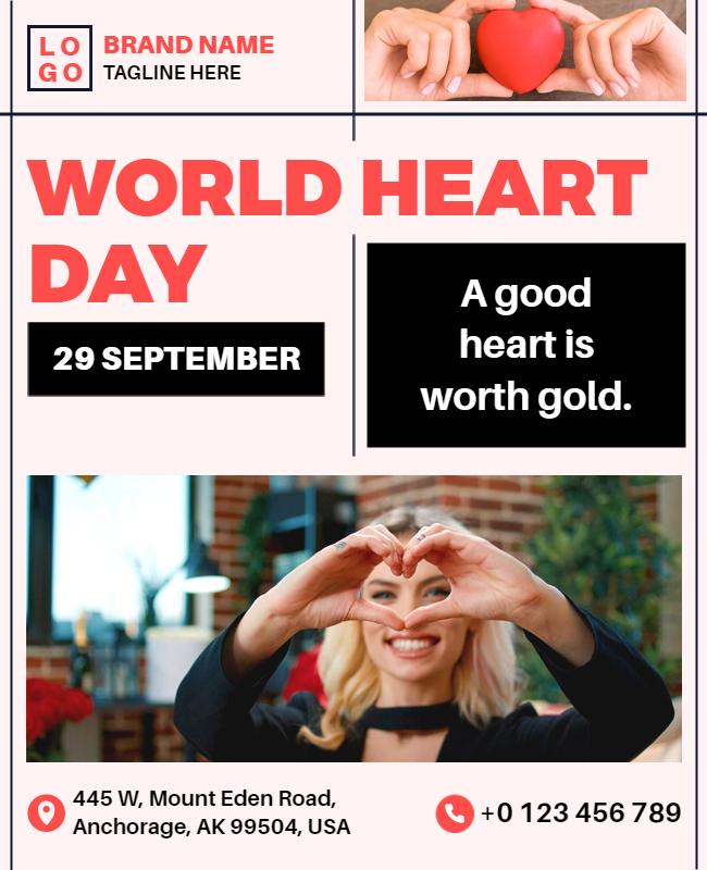 Heartfelt Celebration for World Heart Day Awareness Poster Template
