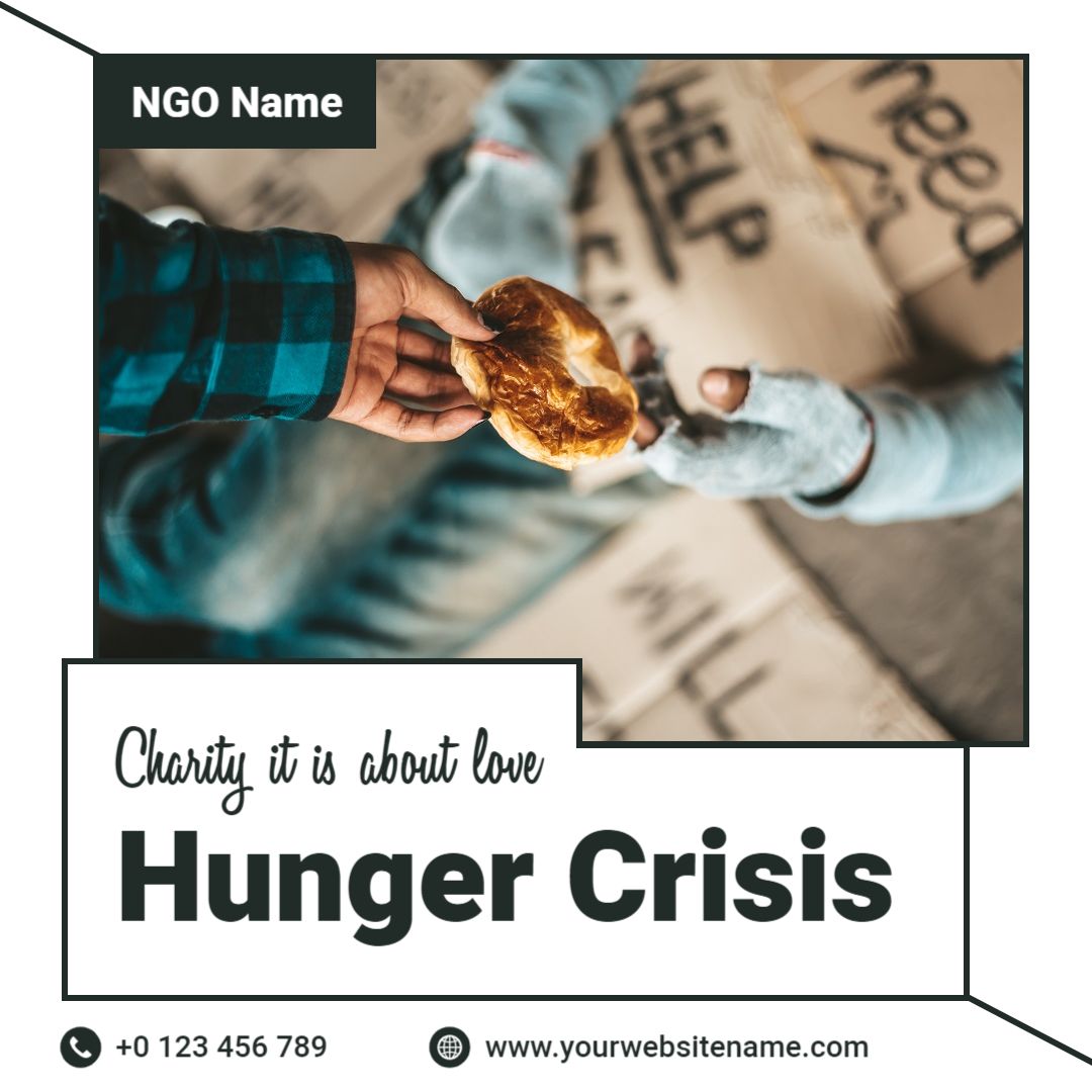 Heartfelt Charity Event for Addressing Hunger Crisis Ad Template