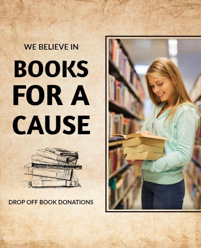 Heartfelt Community Charity Book Donation Drive Poster Template