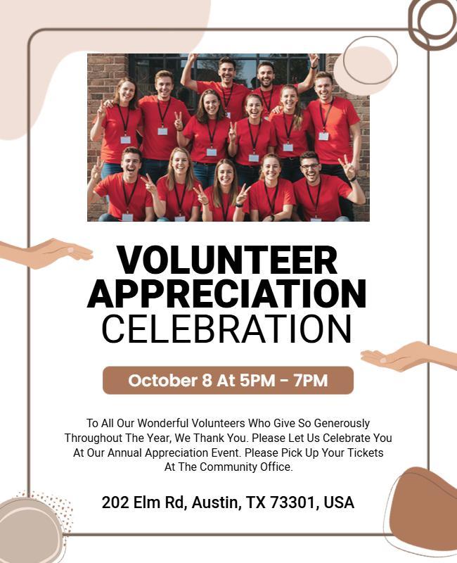 Heartfelt Community Volunteer Recognition Celebration Flyer Template