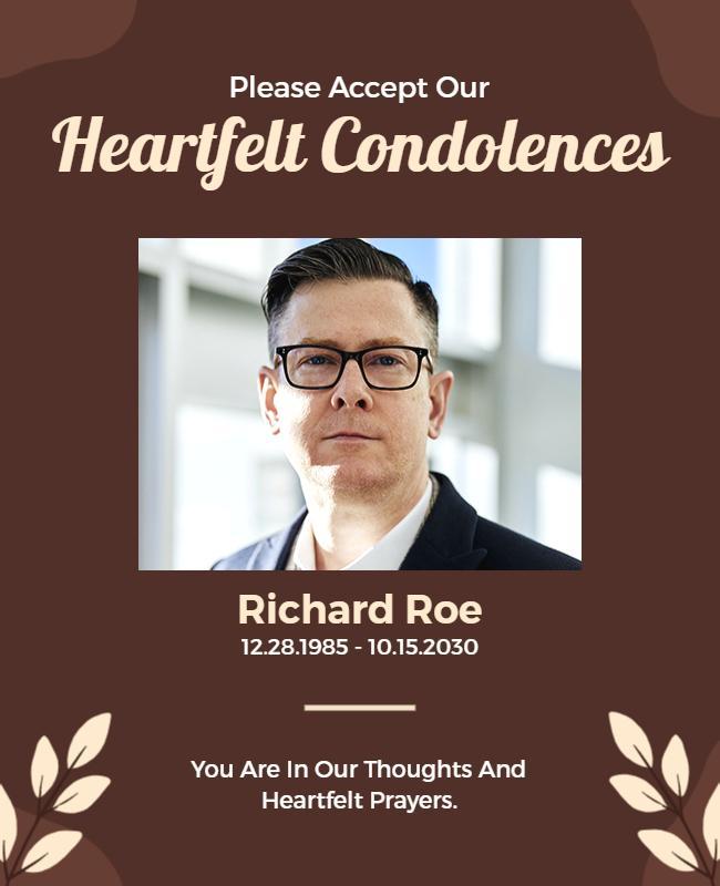 Heartfelt Condolences Memorial Flyer Template