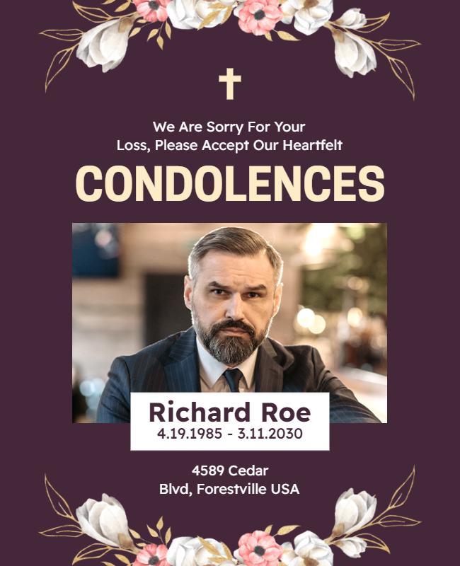 Heartfelt Condolences Memorial Service Flyer Template