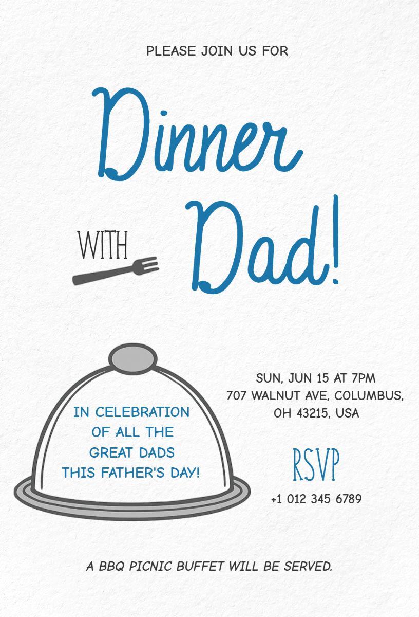 Heartfelt Dinner Celebration with Dad Father's Day Invitation Template