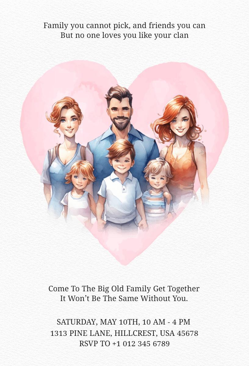 Heartfelt Family Gathering Get Together Invitation Template