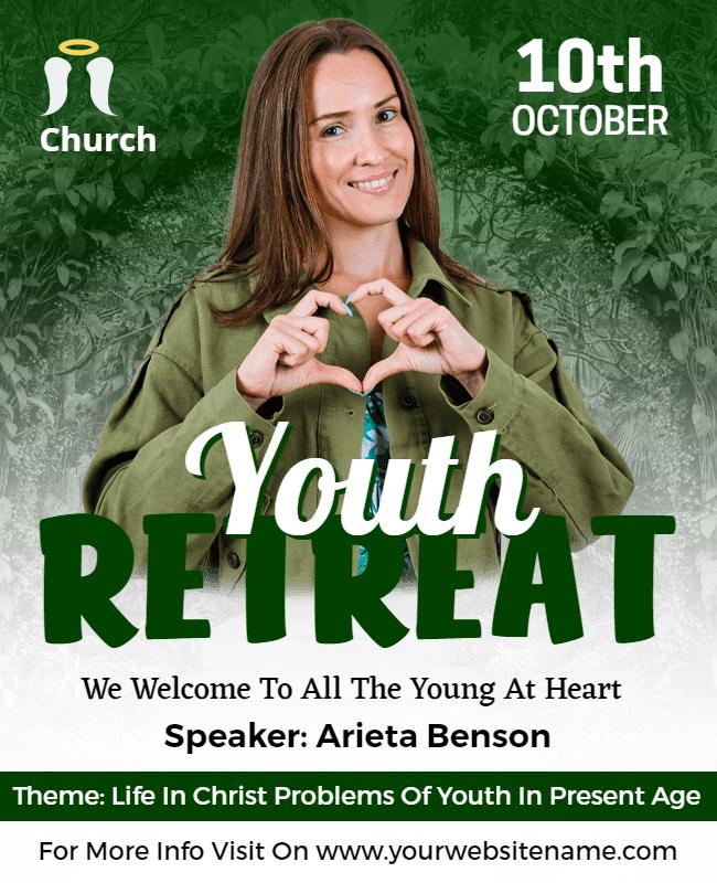 Heartfelt Green Youth Retreat Invitation Flyer Template