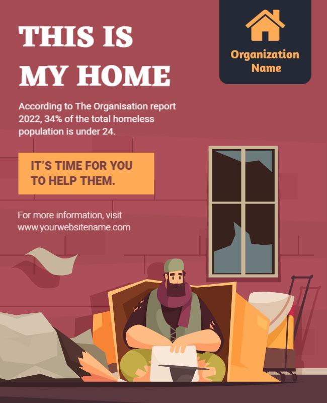 Heartfelt Illustrated Charity Support Homelessness Poster Template
