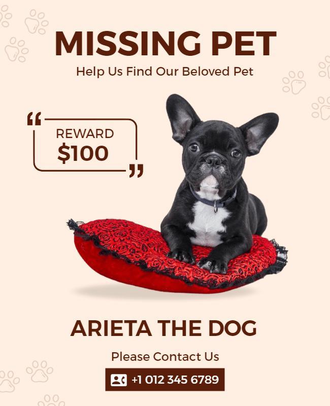 Heartfelt Missing Pet Notice for Beloved Dog Poster Template
