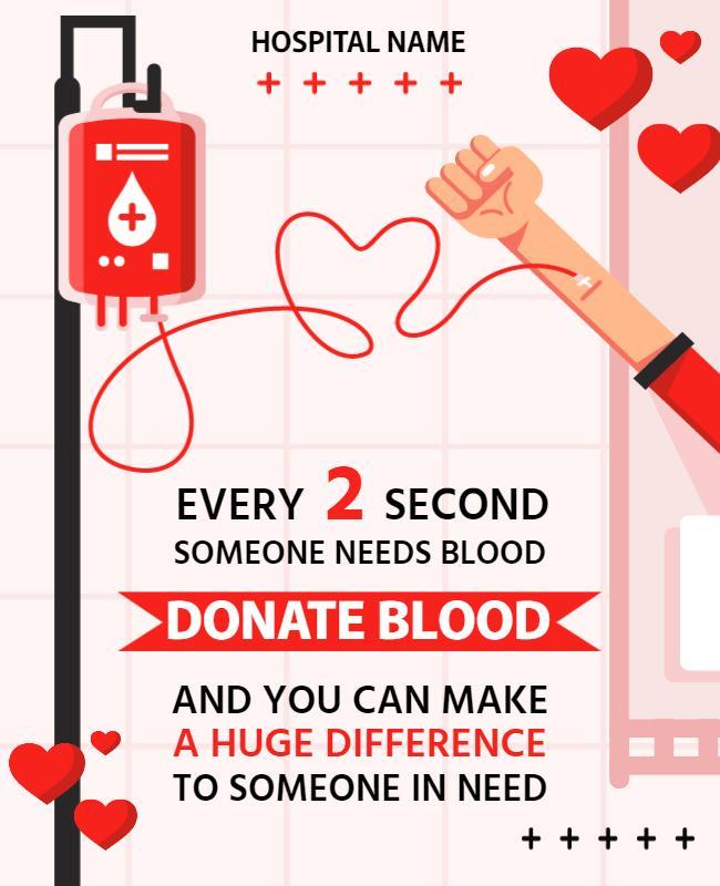 Heartfelt Red Blood Donation Awareness Campaign Poster Template