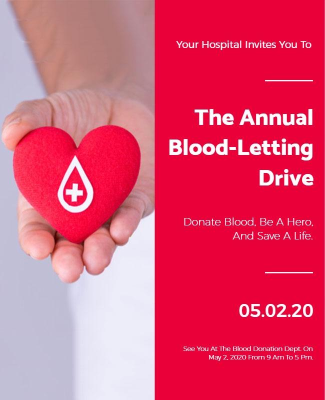 Heartfelt Red Blood Donation Drive Poster Template