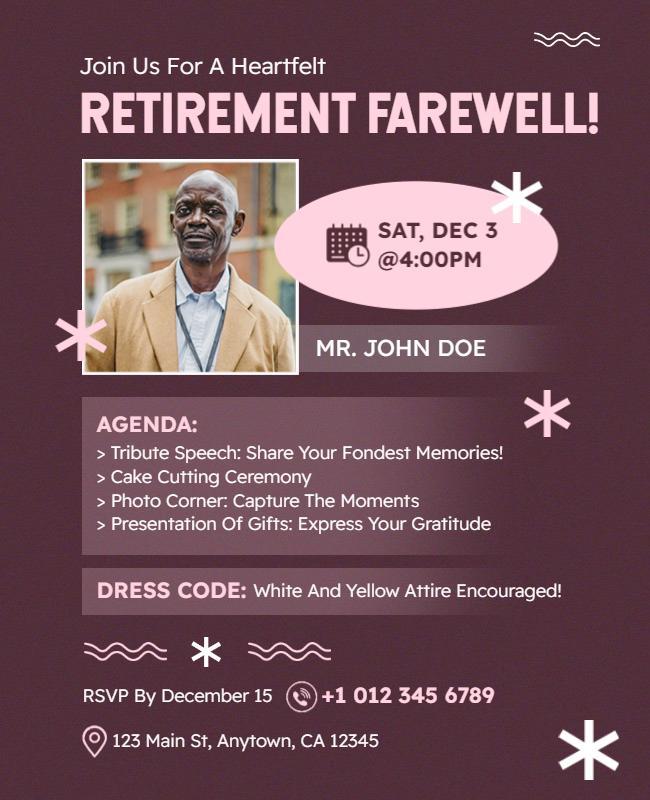 Heartfelt Retirement Farewell Event Flyer Template