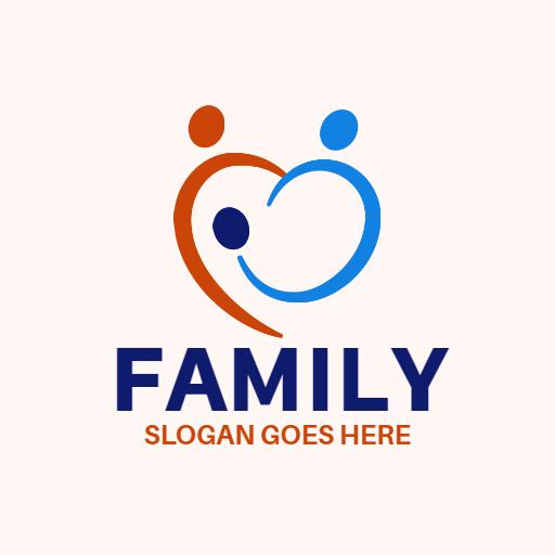 Heartwarming Blue and Orange Family Bond Embracing Together Logo Template