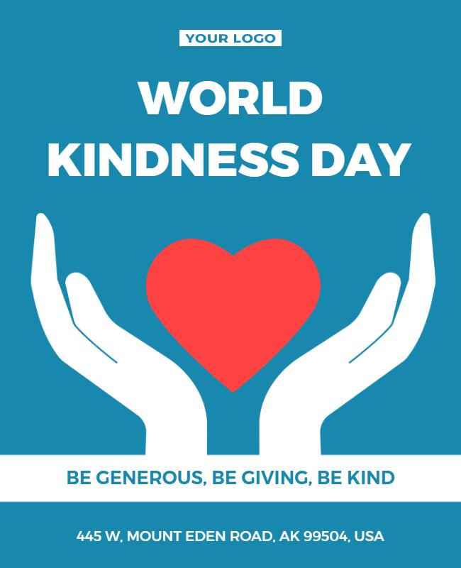 Heartwarming Blue World Kindness Day Awareness Poster Template