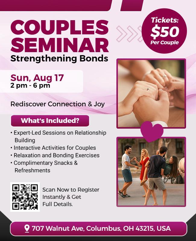 Heartwarming Couples Seminar Event Connection Flyer Template