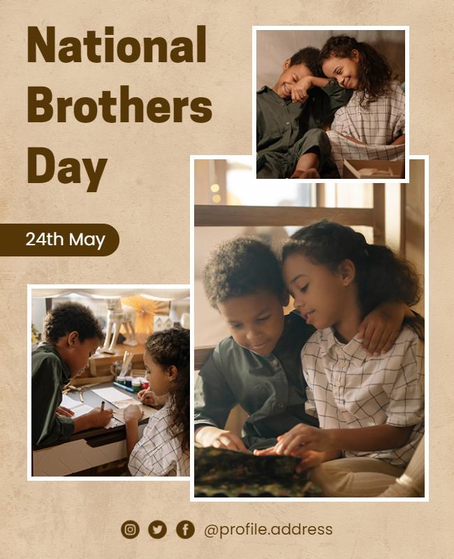 Heartwarming Family Bond National Brothers Day Poster Template
