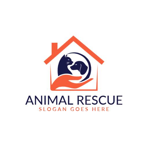 Heartwarming Orange and Blue Symbol for Animal Rescue Logo Template