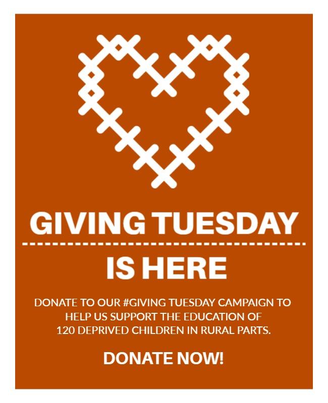 Heartwarming Orange Giving Tuesday Donation Campaign Poster Template
