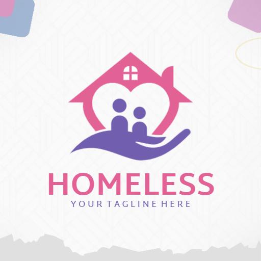 Heartwarming Pink and Purple Logo Addressing Homeless Needs Logo Template