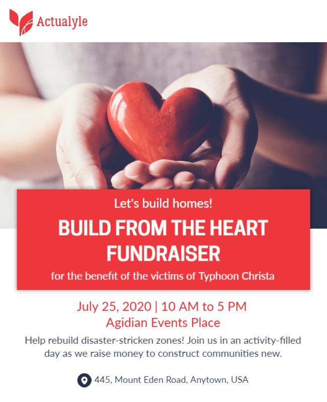 Heartwarming Red Fundraiser for Typhoon Relief Poster Template