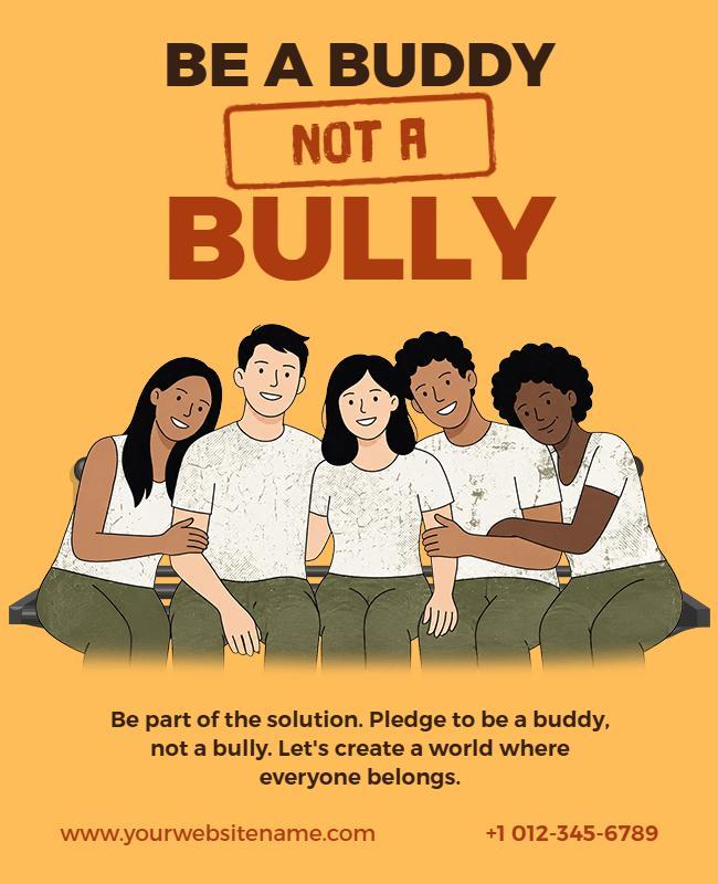 Heartwarming Unity Anti-Bullying Pledge Awareness Poster Template