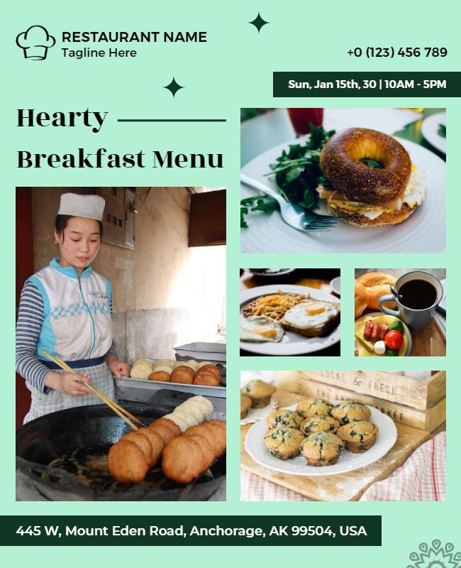 Hearty Breakfast Menu Restaurant Flyer Template