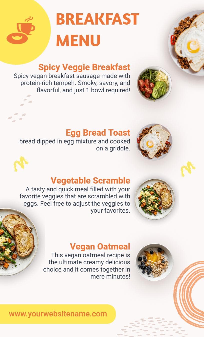 Hearty Plant-Based Delights for a Wholesome Breakfast Menu Template