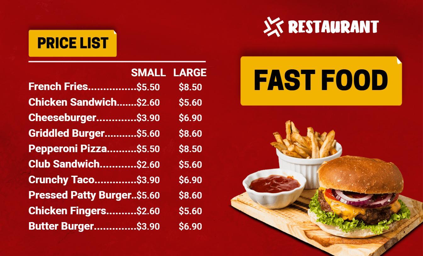 Hearty Sandwiches and Crispy Chicken Offerings Fast Food Menu Template