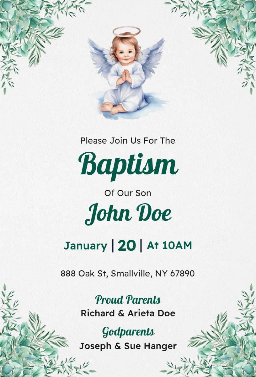 Heavenly Angelic Baptism Celebration Spiritual Invitation Template