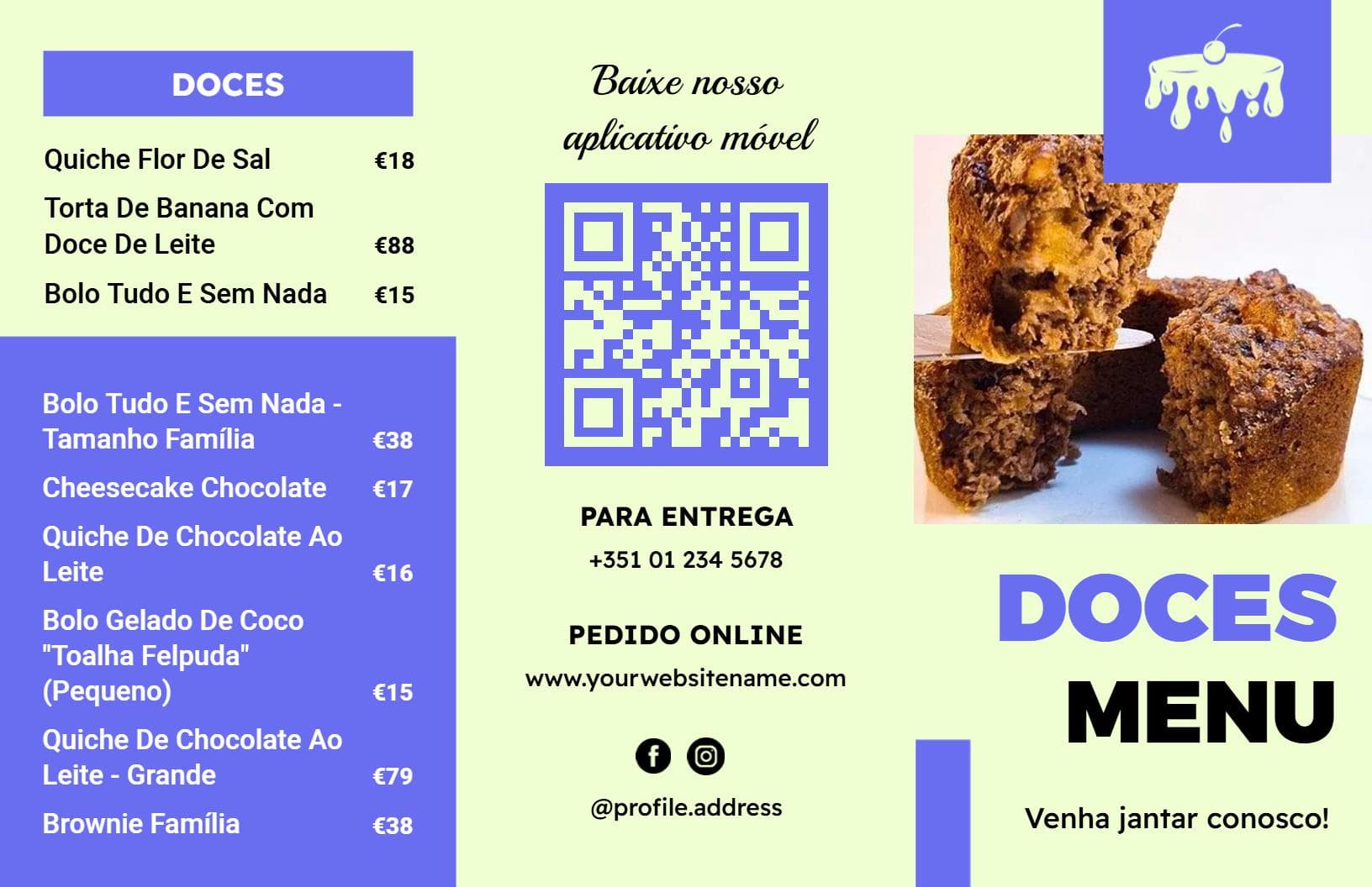 Heavenly Chocolate and Cream Desserts Selection Dessert Menu Template