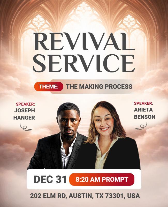 Heavenly Inspired Revival Service Faith Gathering Flyer Template
