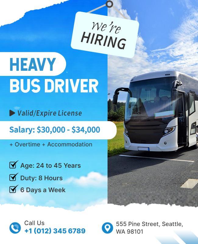 Heavy Bus Driver Recruitment Flyer Template