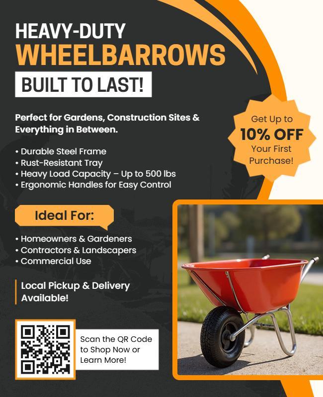 Heavy-Duty Wheelbarrows Promotional Flyer Template
