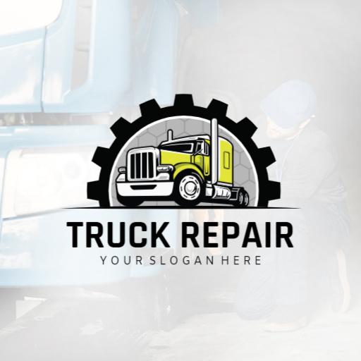 Heavy-Duty Yellow and Black Truck Repair Services Logo Template