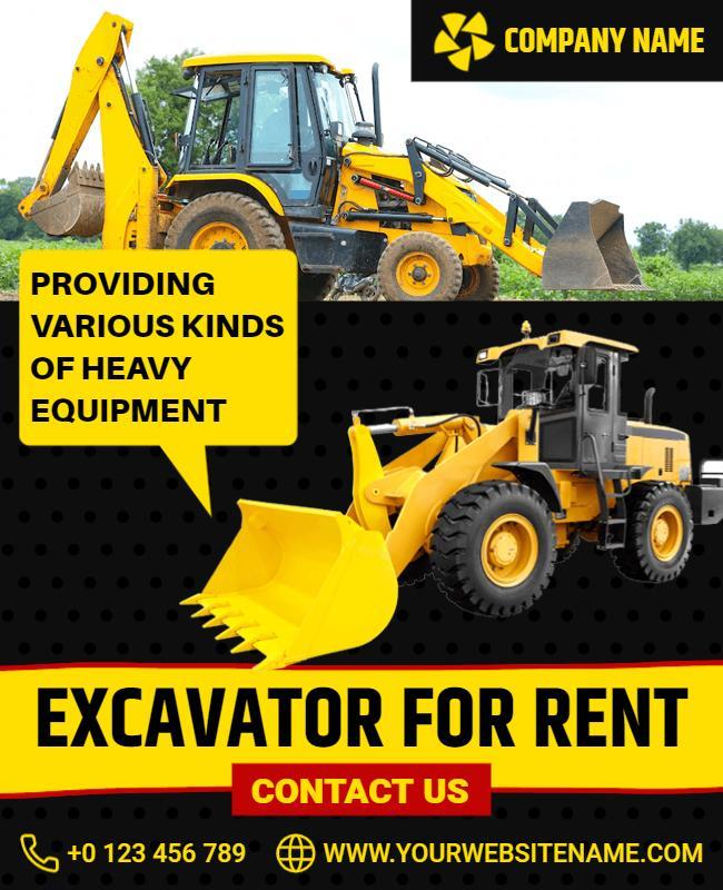 Heavy Equipment Rental Services Flyer Template