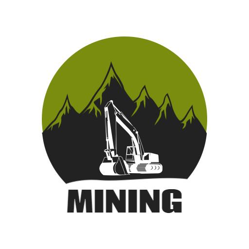 Heavy Machinery Working in Nature for Mining Industry Logo Template