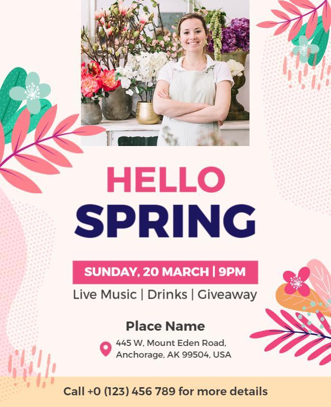 Hello Spring Floral Event Flyer Template