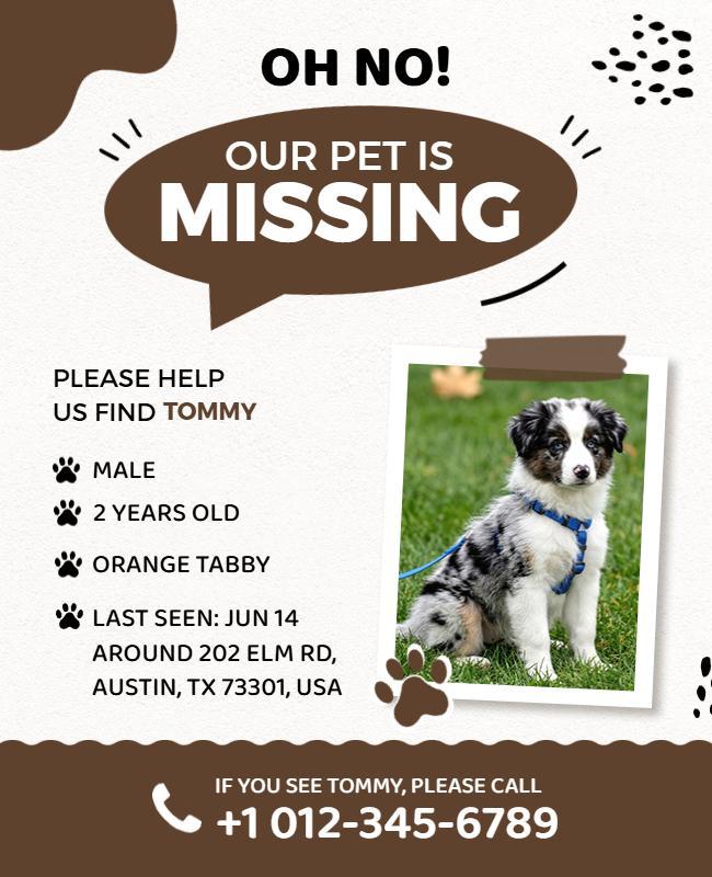 Help Find Missing Pet Poster Template
