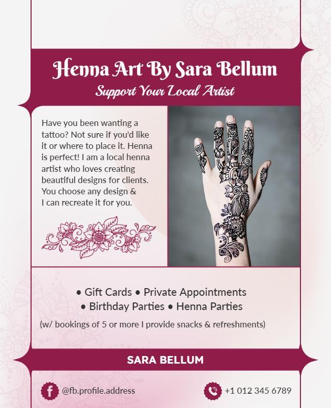 Henna Art Local Artist Service Flyer Template