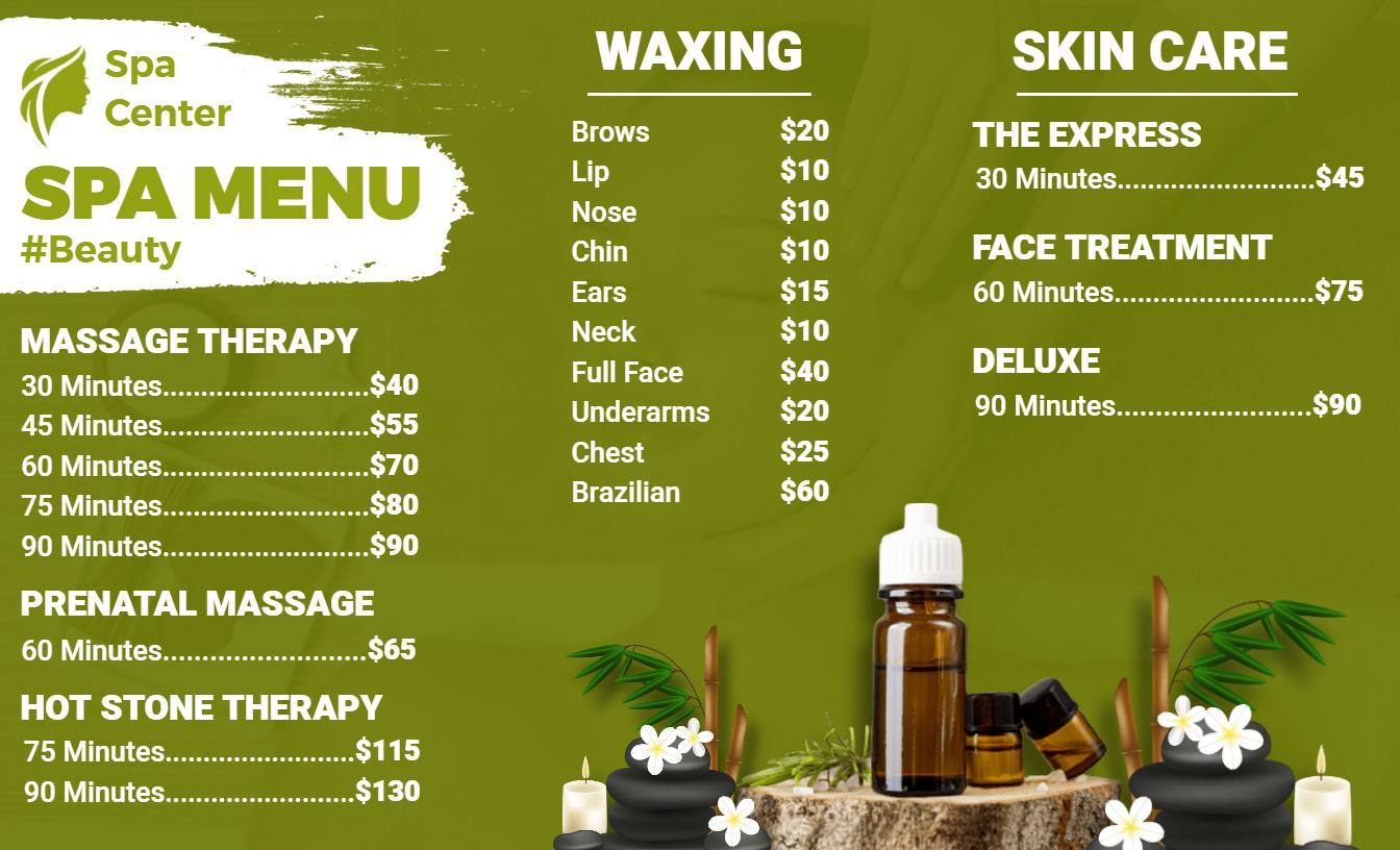 Herbal Inspired Holistic Spa Treatment Menu Template