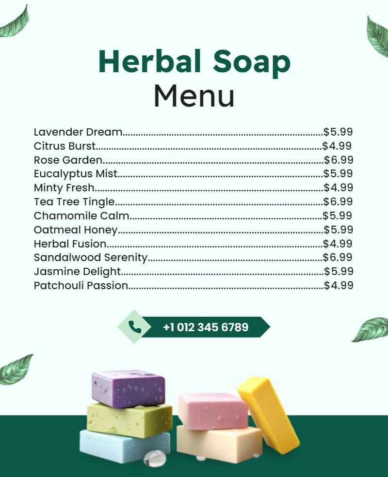 Herbal Soap Product Menu Flyer Template