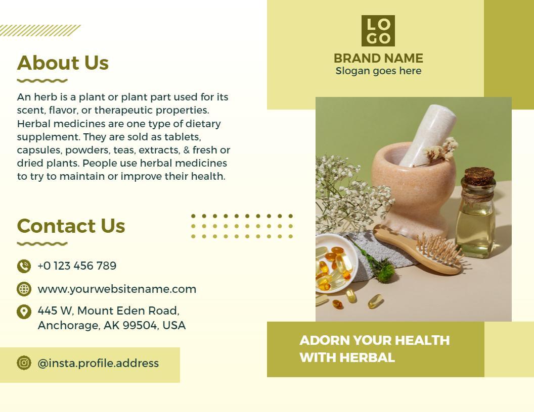 Herbal Supplements Personalized Health Care Brochure Template