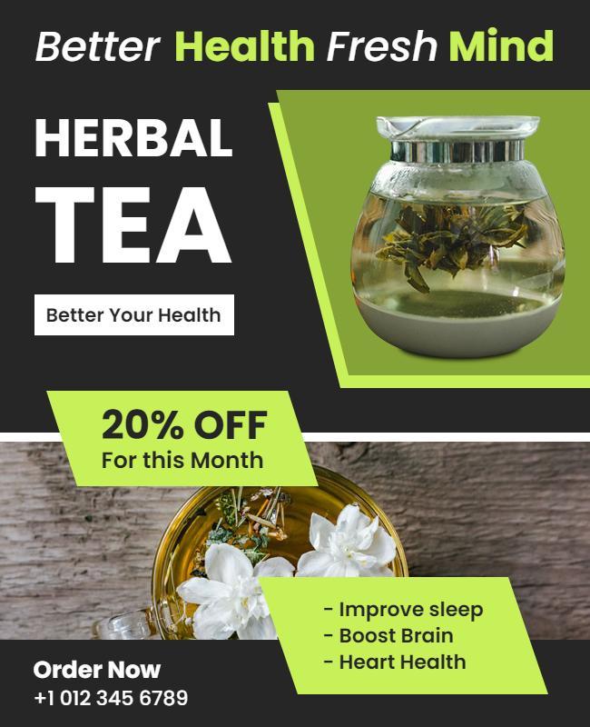 Herbal Tea Health Benefits Promotion Flyer Template