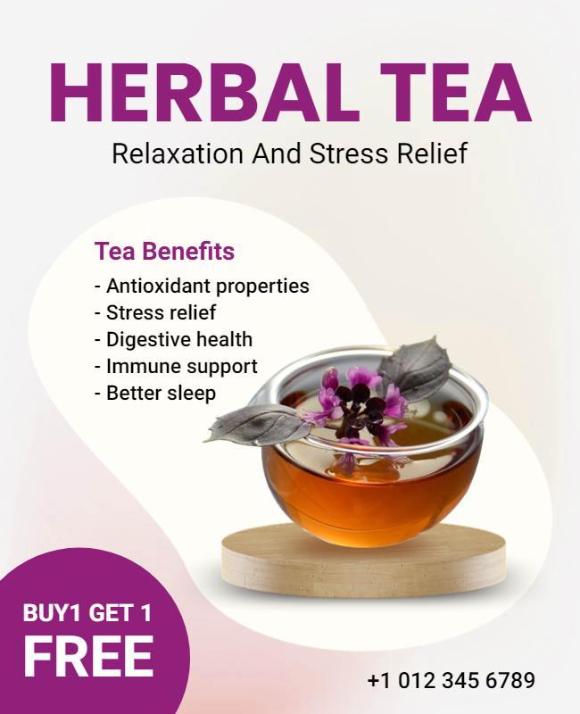 Herbal Tea Relaxation Promotion Flyer Template