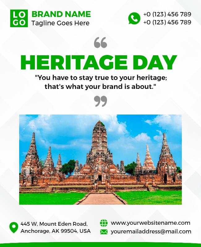 Modern Green Heritage Day Celebration Flyer Template