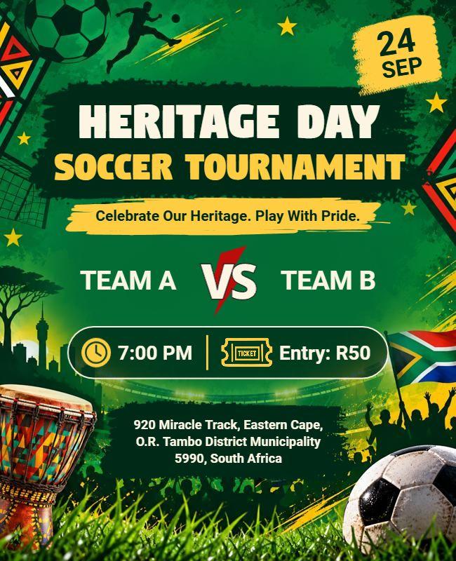 Heritage Day Soccer Tournament Flyer Template